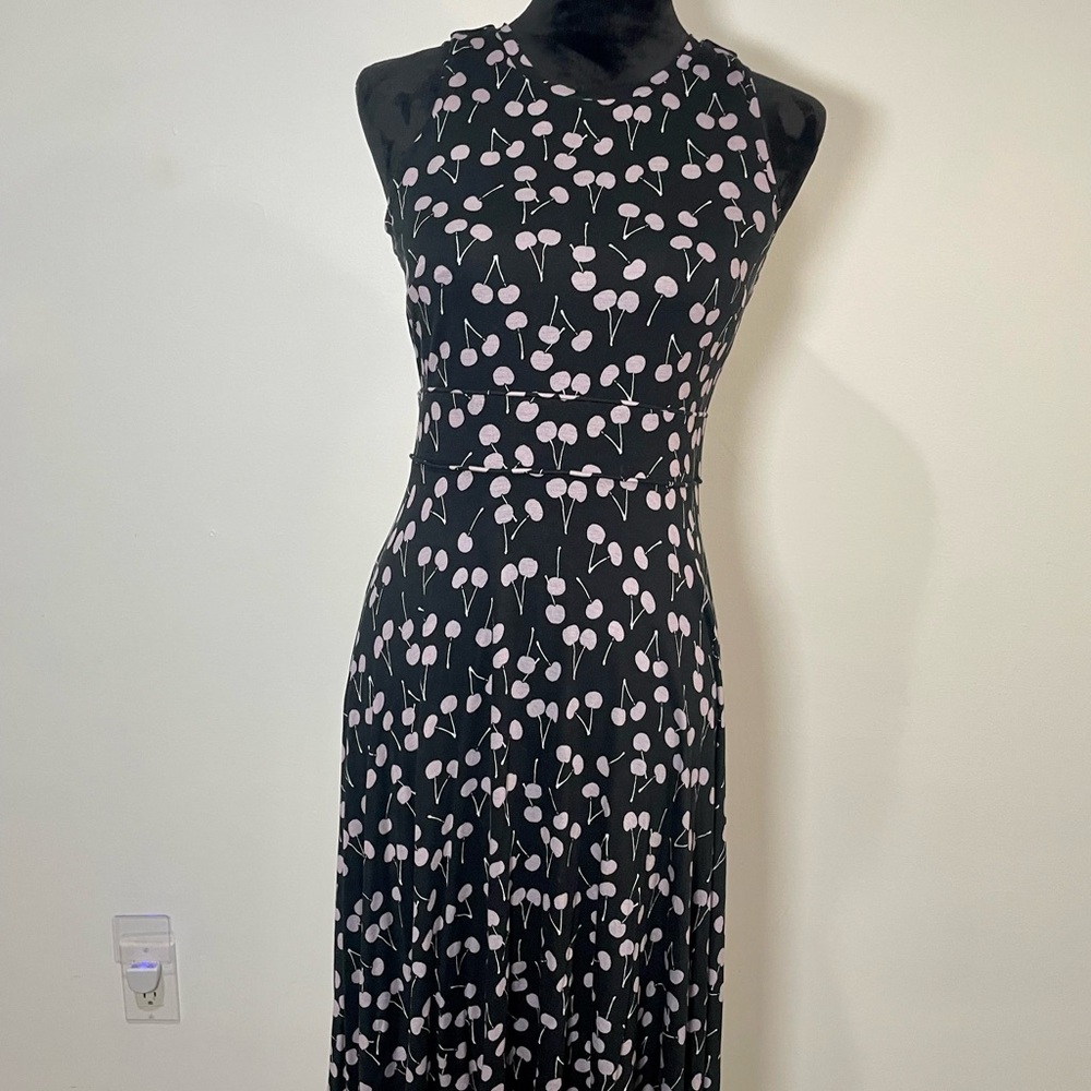 LOFT Black and lavender Sheath Halter Maxi Dress
